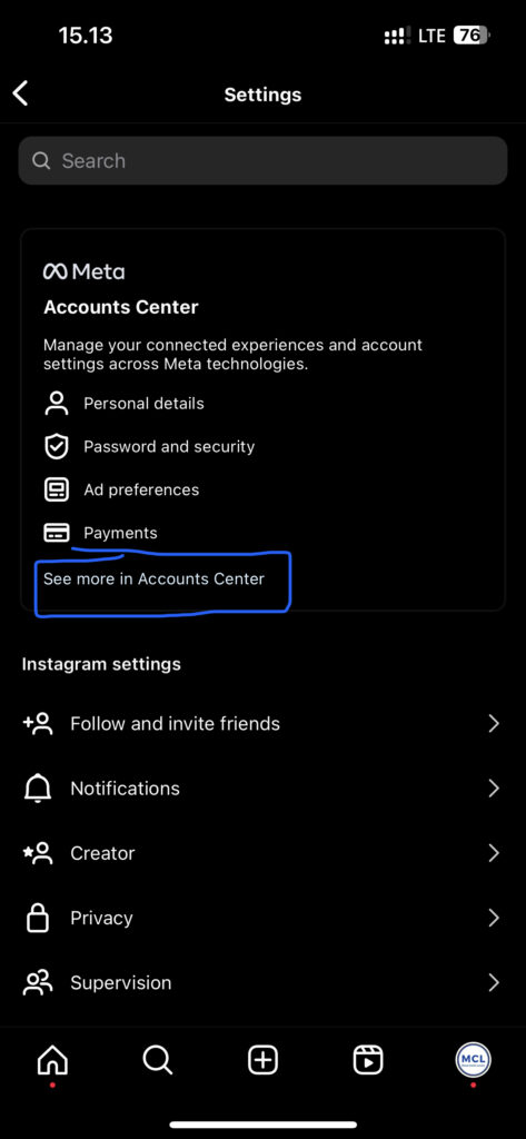 Meta Account Center For Deactivate Instagram Account